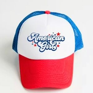 New American Girl Red White And Blue Snapback Mesh Trucker Hat